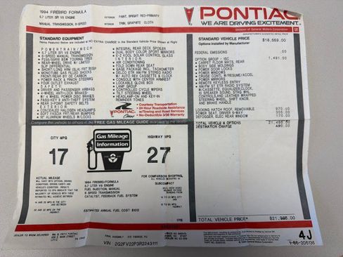 Used 1994 Pontiac Firebird Formula RWD image 66