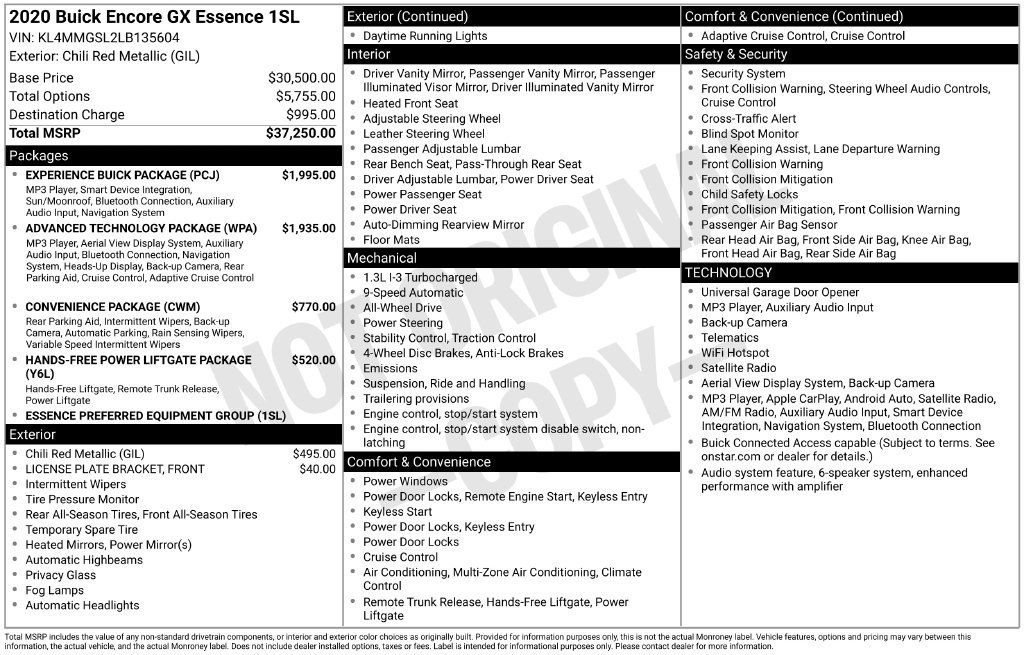 Used 2020 Buick Encore GX Essence w/ Experience Buick Package AWD/4WD image 12