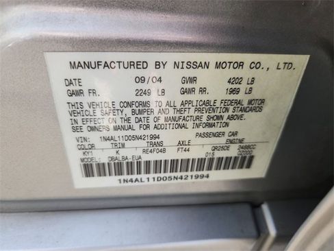 Used 2005 Nissan Altima 2.5 S w/ (S02) Side Airbags Pkg image 18