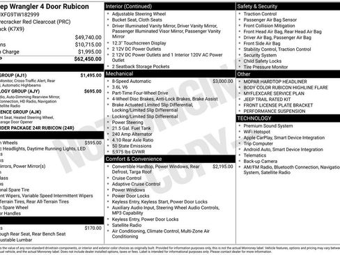 New 2026 Jeep Wrangler Unlimited Rubicon w/ Safety Group AWD/4WD image 49