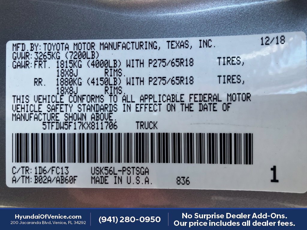Used 2019 Toyota Tundra SR5 w/ SR5 Upgrade Package AWD/4WD image 20