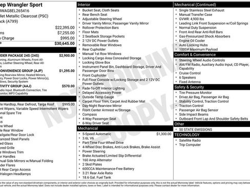 Used 2014 Jeep Wrangler Sport w/ Quick Order Package 24S image 7