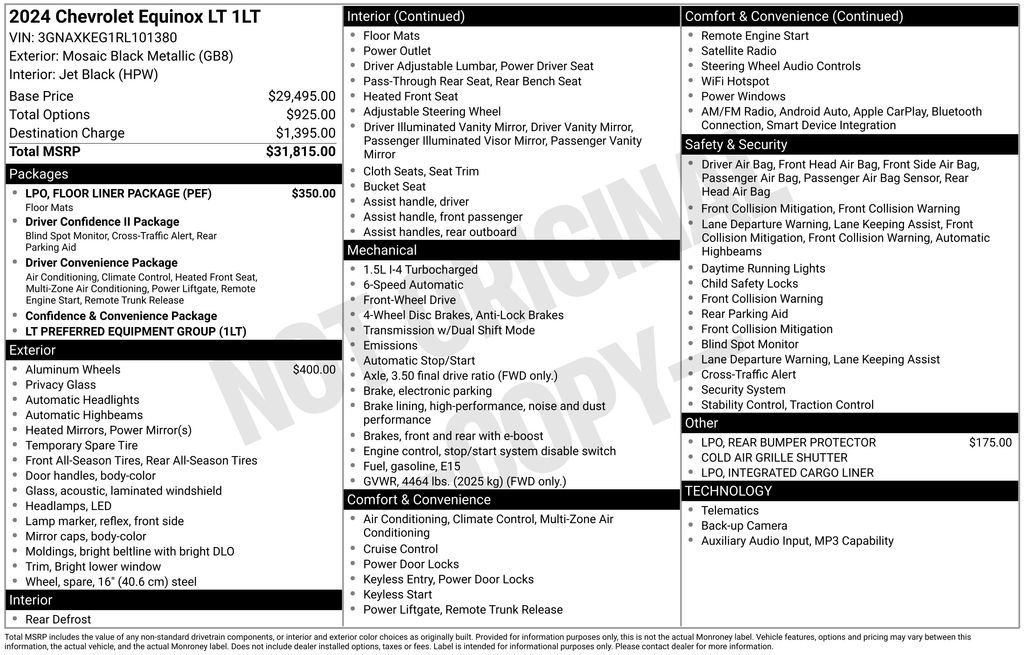 Used 2024 Chevrolet Equinox LT w/ LPO, Floor Liner Package FWD image 40