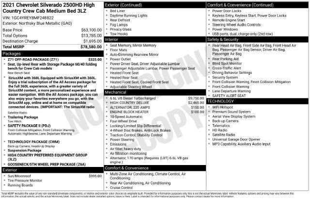 Used 2021 Chevrolet Silverado 2500 High Country w/ Z71 Off-Road Package AWD/4WD image 11