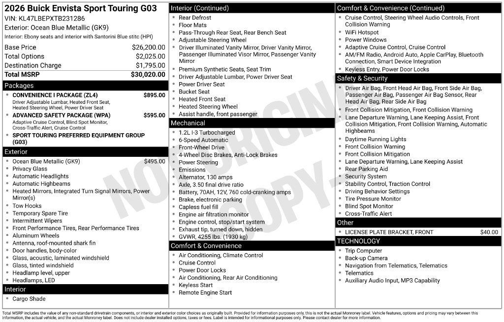 New 2026 Buick Envista Sport Touring w/ Convenience I Package FWD image 5
