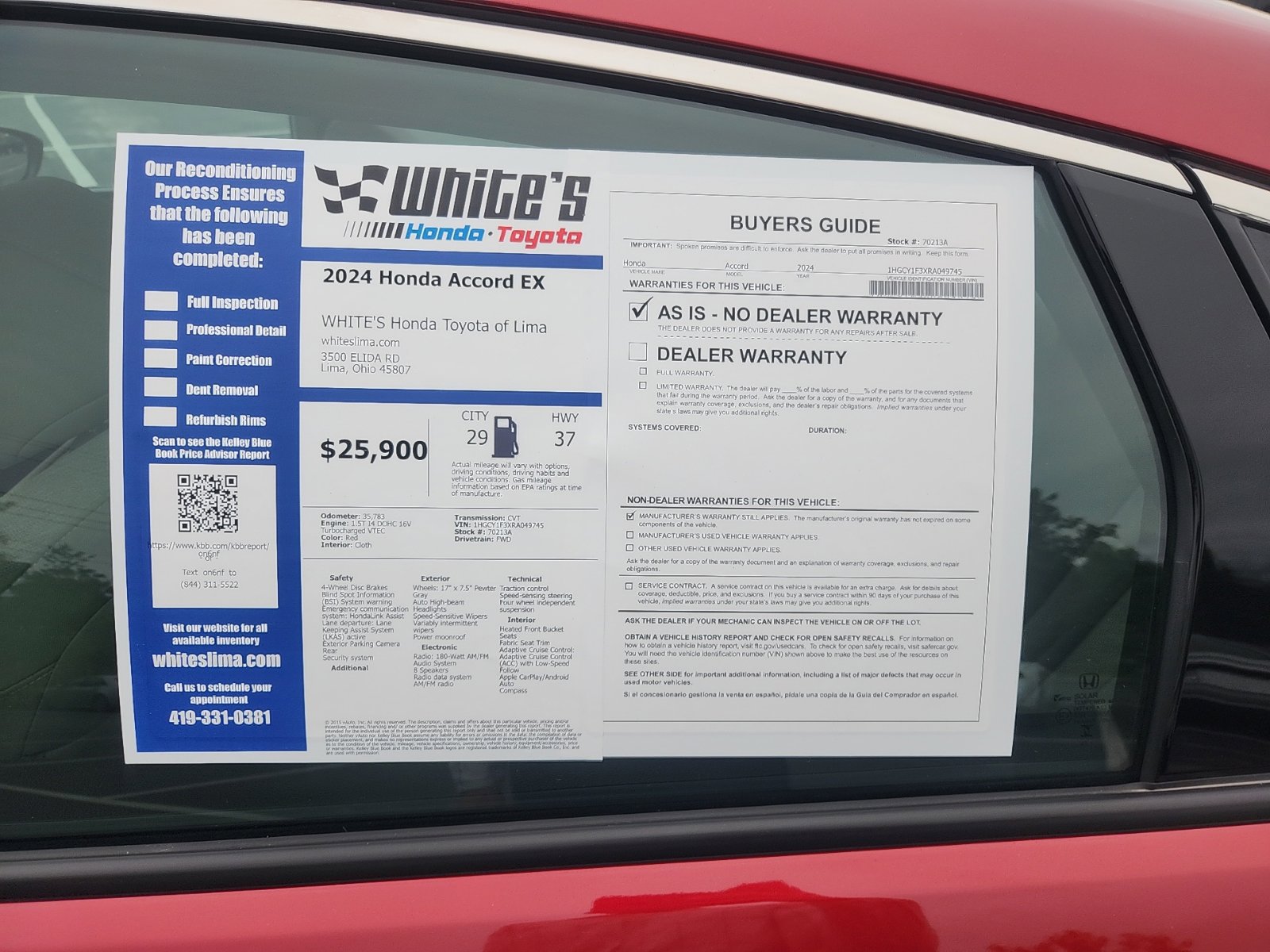 Used 2024 Honda Accord EX image 13