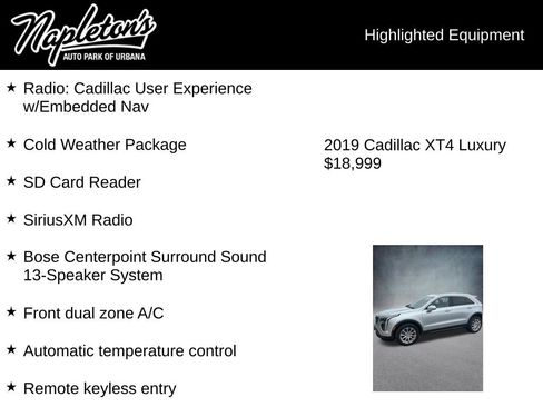 Used 2019 Cadillac XT4 Luxury w/ Cold Weather Package AWD/4WD image 3