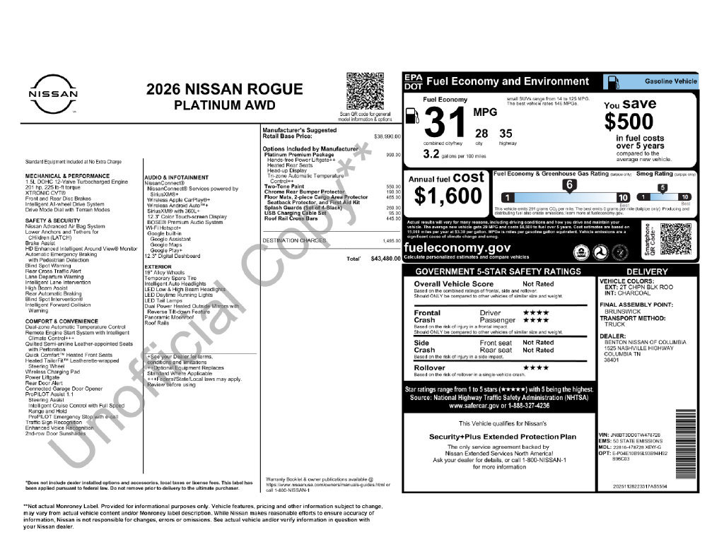 Used 2026 Nissan Rogue Platinum w/ Platinum Premium Package AWD/4WD image 48