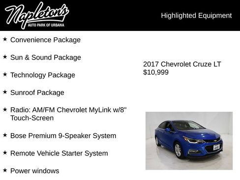 Used 2017 Chevrolet Cruze LT w/ Sun And Sound Package image 15