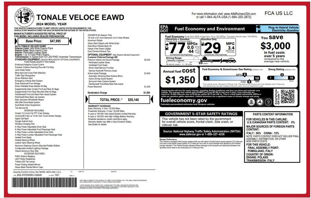 Used 2024 Alfa Romeo Tonale Veloce AWD/4WD image 4