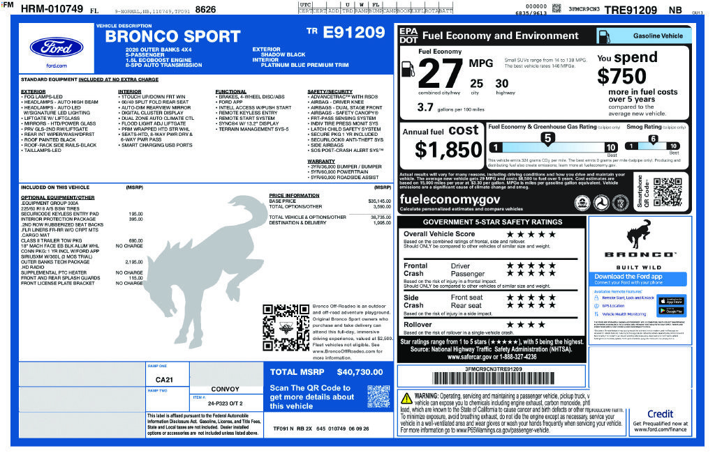 New 2026 Ford Bronco Sport Outer Banks w/ Outer Banks Tech Package+ AWD/4WD image 6
