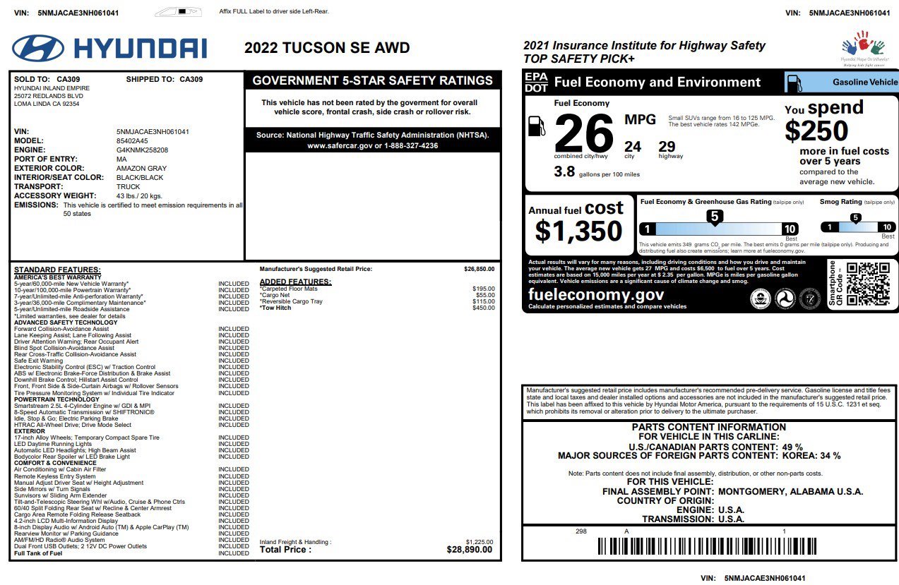 Used 2022 Hyundai Tucson SE AWD/4WD image 4