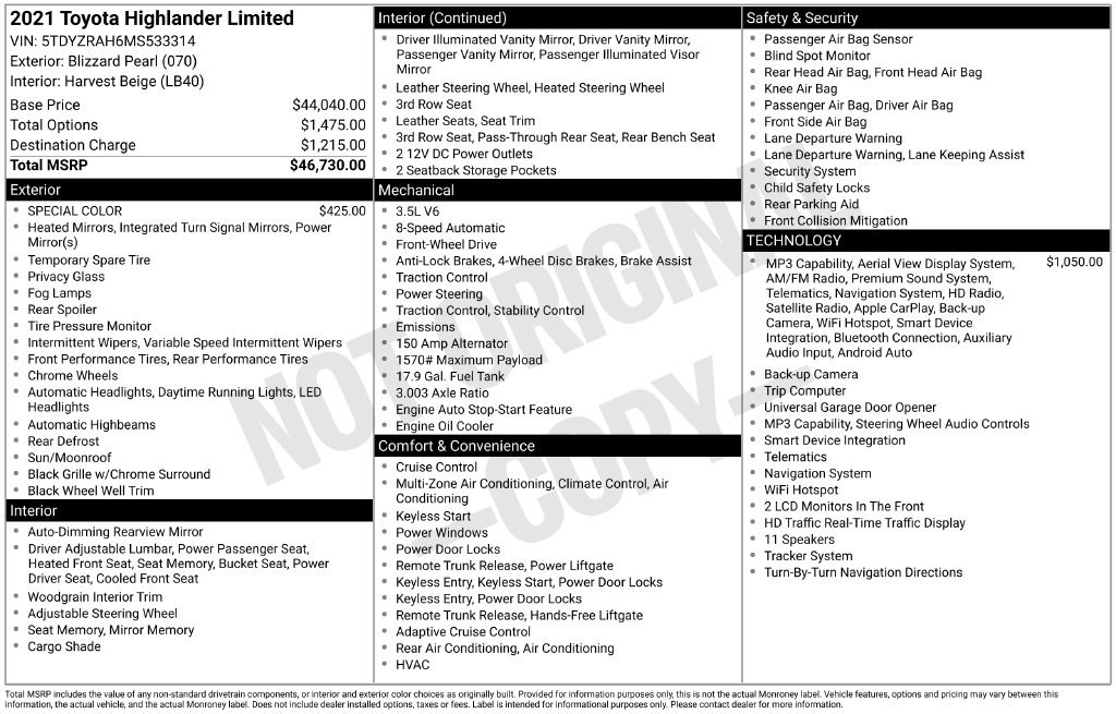 Used 2021 Toyota Highlander Limited FWD image 3