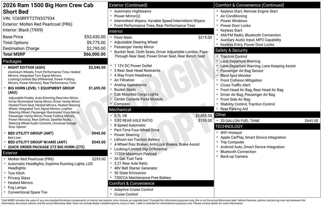 New 2026 RAM 1500 Big Horn w/ Night Edition AWD/4WD image 6