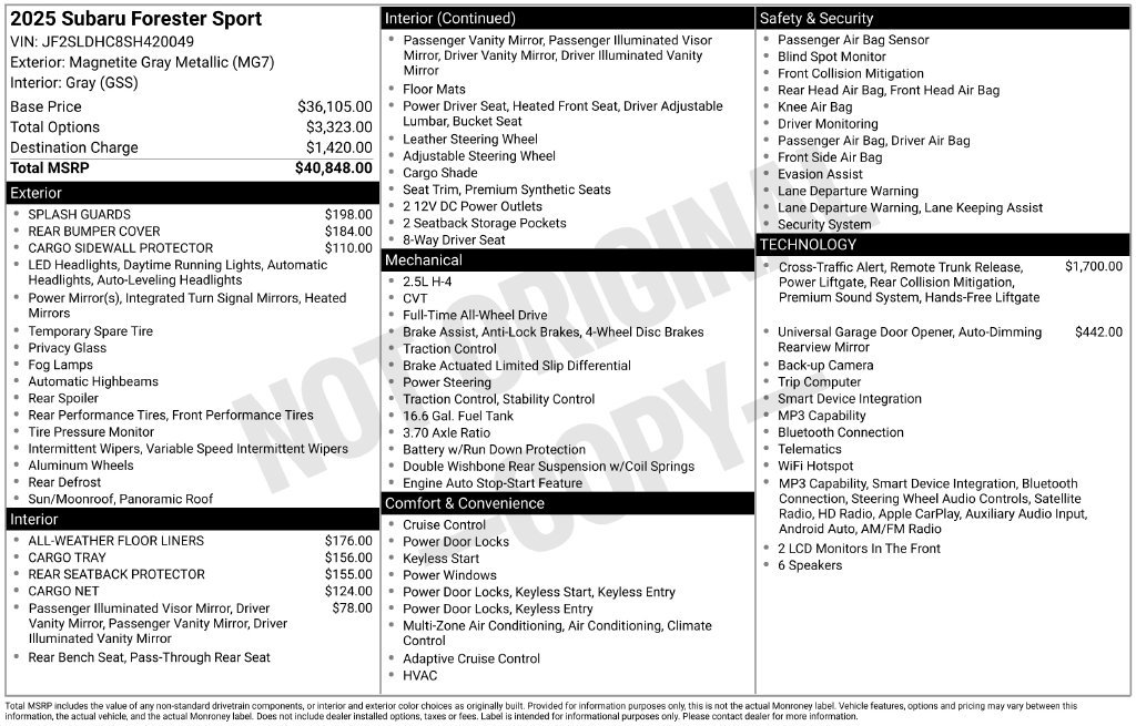 Certified 2025 Subaru Forester Sport AWD/4WD image 8