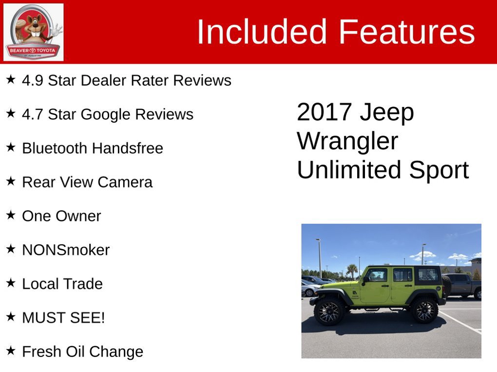 Used 2017 Jeep Wrangler Unlimited Sport w/ Connectivity Group AWD/4WD image 5