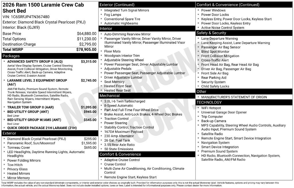 Used 2026 RAM 1500 Laramie w/ Advanced Safety Group II AWD/4WD image 9
