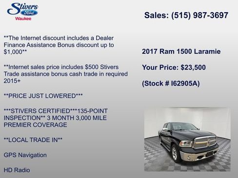 Used 2017 RAM 1500 Laramie w/ Convenience Group image 15