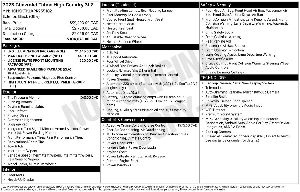 Used 2023 Chevrolet Tahoe High Country w/ LPO, Illumination Package AWD/4WD image 31