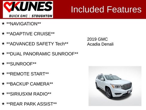 Used 2019 GMC Acadia Denali w/ Technology Package image 2