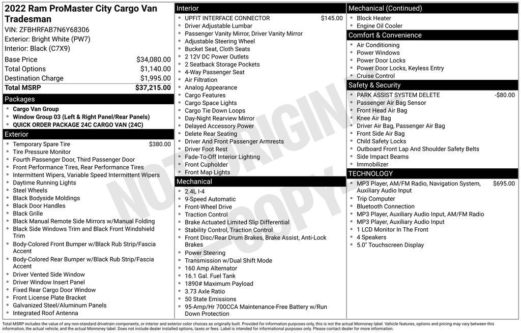 Used 2022 RAM ProMaster City Tradesman FWD image 17