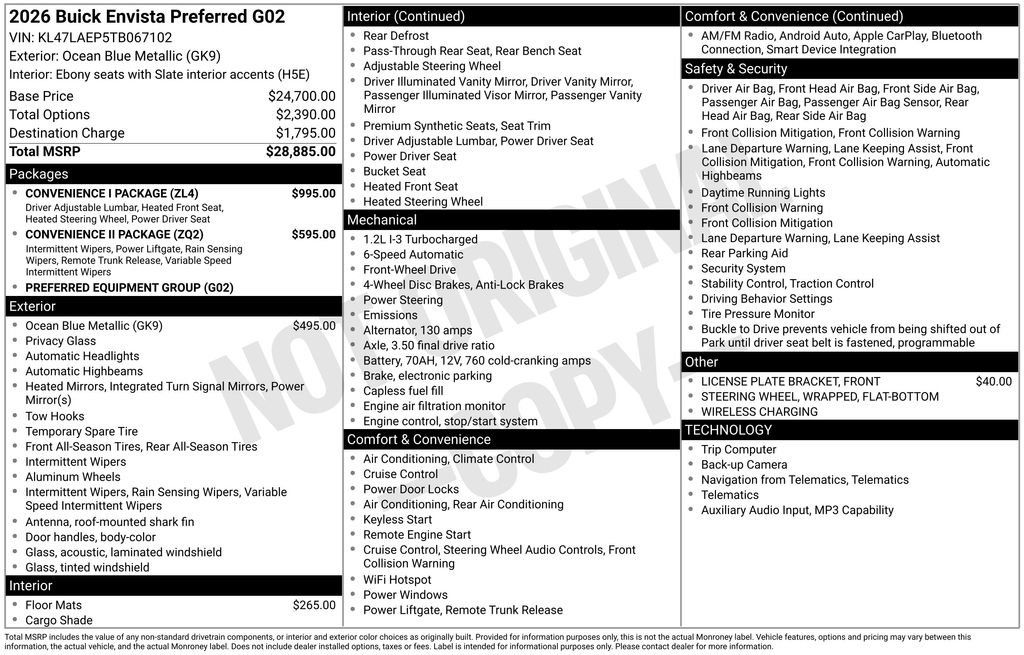 New 2026 Buick Envista Preferred w/ Convenience I Package FWD image 2