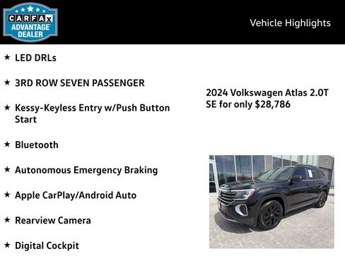 Certified 2024 Volkswagen Atlas SE w/ Black Wheel Package image 4