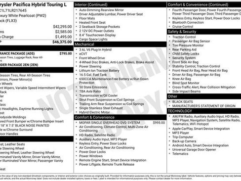 Used 2020 Chrysler Pacifica Touring-L w/ S Appearance Package image 34