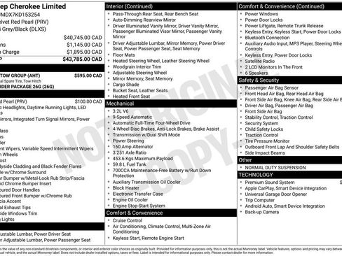 Used 2019 Jeep Cherokee Limited w/ Trailer Tow Group AWD/4WD image 10