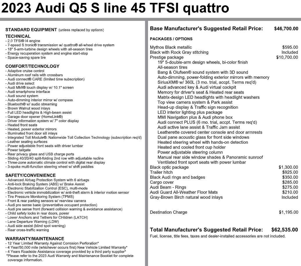 Used 2023 Audi Q5 2.0T Prestige w/ Prestige Package AWD/4WD image 3