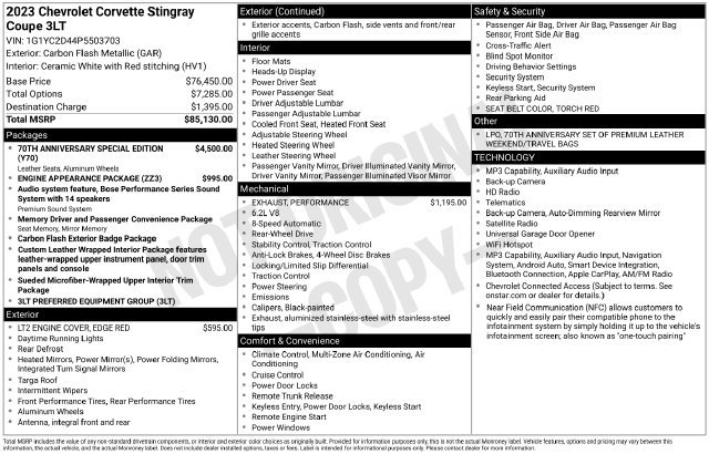 Used 2023 Chevrolet Corvette Stingray Premium Cpe RWD image 2