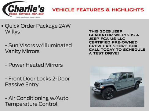 Certified 2025 Jeep Gladiator Sport AWD/4WD image 13