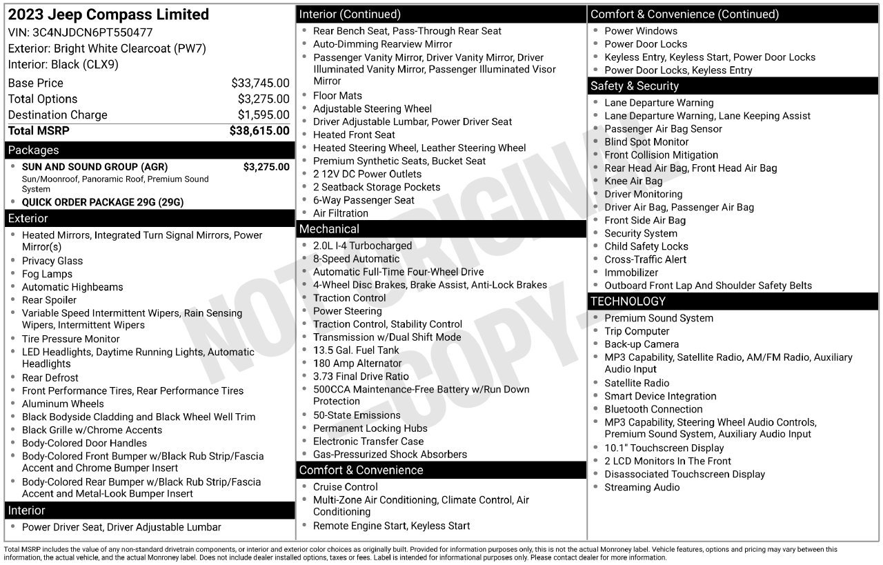Used 2023 Jeep Compass Limited w/ Sun and Sound Group AWD/4WD image 3