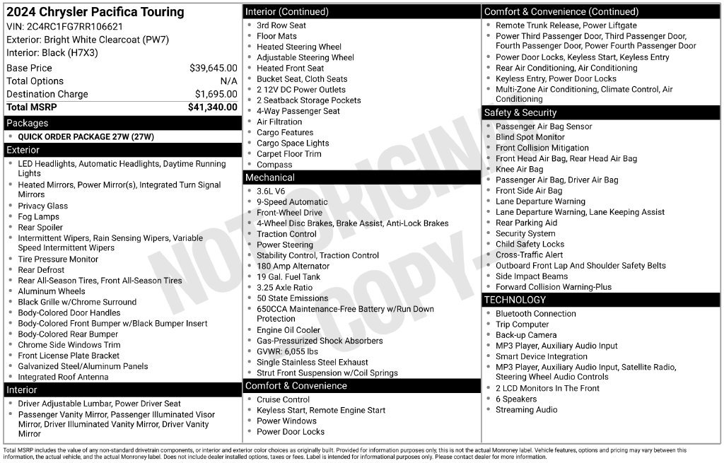 Used 2024 Chrysler Pacifica Touring FWD image 2