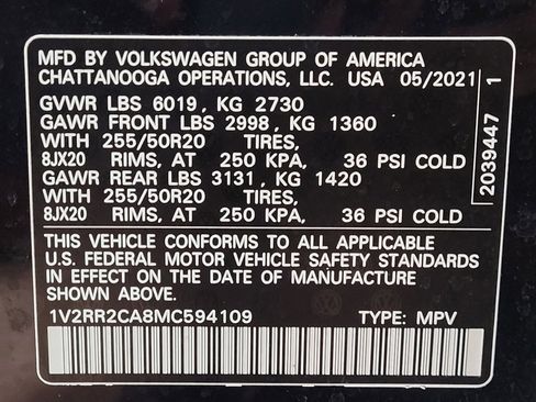 Used 2021 Volkswagen Atlas SE w/ Panoramic Sunroof Package AWD/4WD image 33