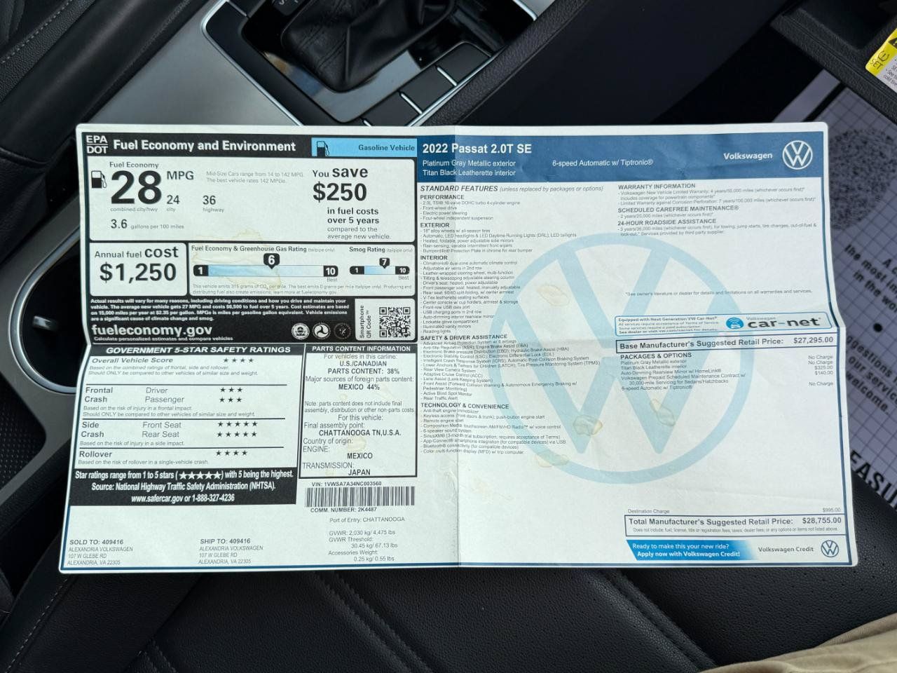 Used 2022 Volkswagen Passat 2.0T SE FWD image 54