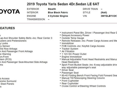 Used 2019 Toyota Yaris LE FWD image 16