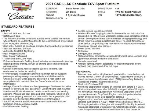 Used 2021 Cadillac Escalade ESV Sport Platinum AWD/4WD image 25