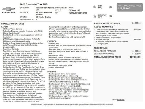 Certified 2025 Chevrolet Trax RS w/ Sunroof Package FWD image 34