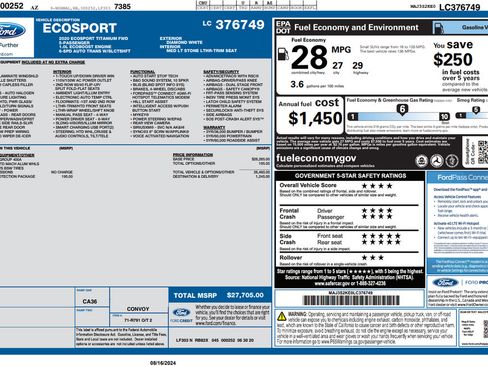 Used 2020 Ford EcoSport Titanium w/ Interior Protection Package FWD image 4