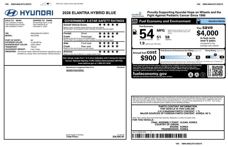 Used 2026 Hyundai Elantra Hybrid FWD image 3