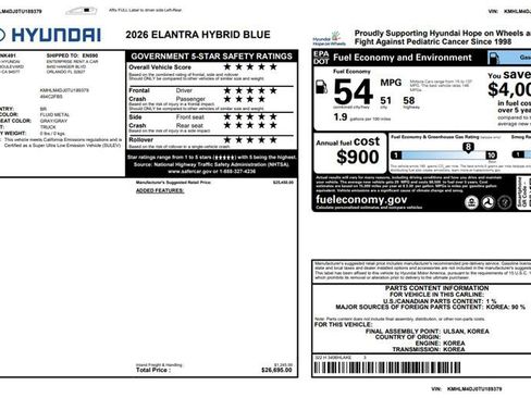 Used 2026 Hyundai Elantra Hybrid FWD image 3