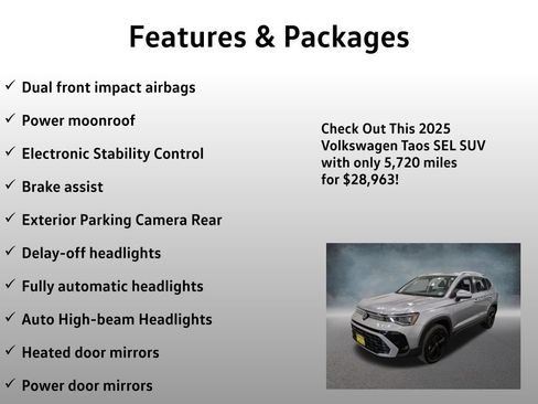 Used 2025 Volkswagen Taos SEL w/ Black Wheel Plus Package AWD/4WD image 13
