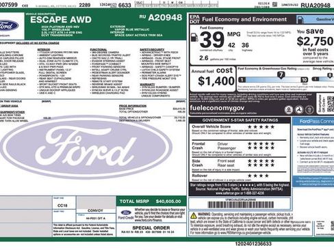 Used 2024 Ford Escape Platinum w/ Class II Trailer Tow Package image 29