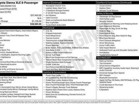 Used 2019 Toyota Sienna XLE FWD image 36