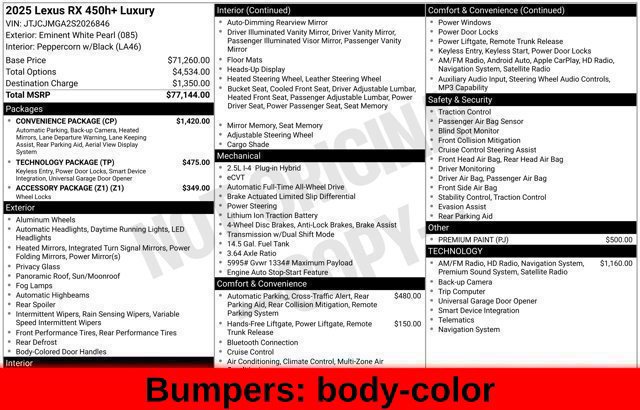 Used 2025 Lexus RX 450h AWD w/ Convenience Package image 71