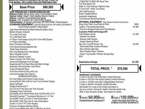 Used 2023 Jeep Wrangler Unlimited Rubicon 4xe w/ Cold Weather Group AWD/4WD image 4