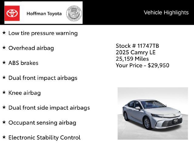 Used 2025 Toyota Camry LE FWD image 29