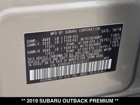 Used 2019 Subaru Outback 2.5i Premium AWD/4WD image 28