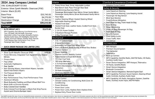 Certified 2024 Jeep Compass Limited w/ Elite Group AWD/4WD image 6